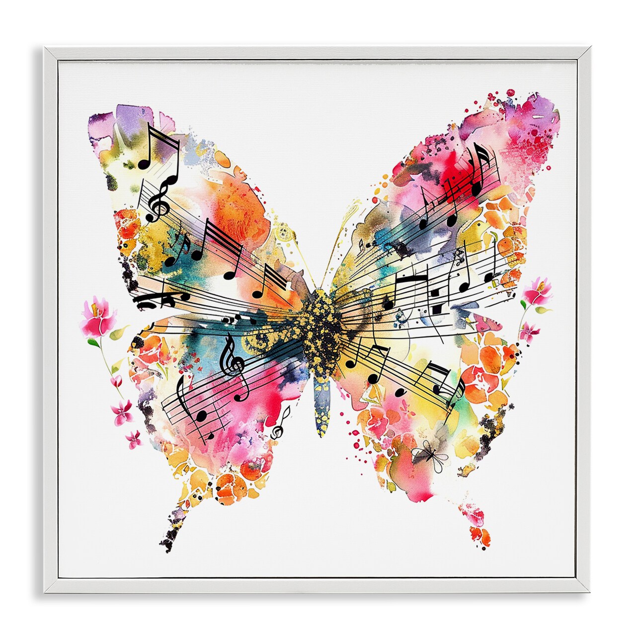 Stupell Industries Butterfly & Music Notes Framed Giclee Wall Art Design by LSR Design Studio
